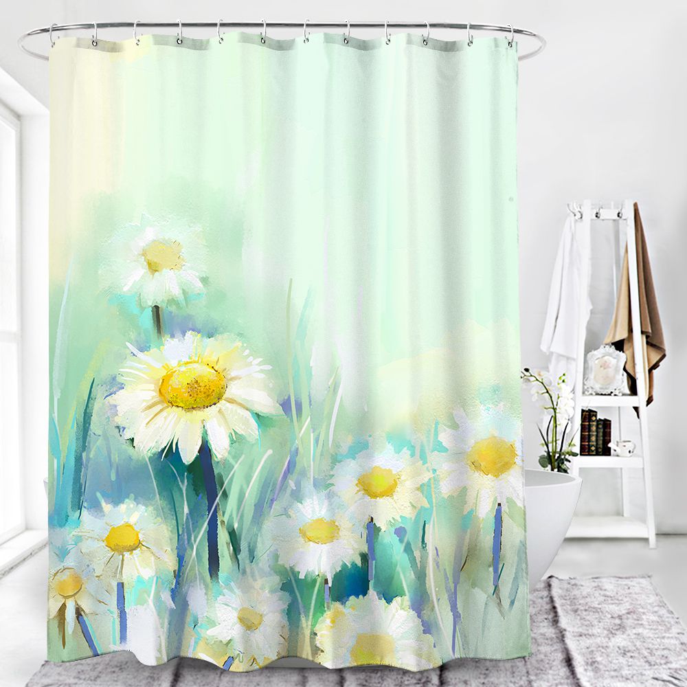 Soft Green Gerbera Daisy Field Shower Curtain