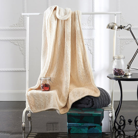 Solid Color Cotton Knit AB Seiten Sherpa Sofa Bettdecke