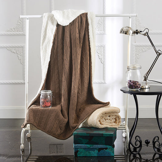 Solid Color Cotton Knit AB Seiten Sherpa Sofa Bettdecke