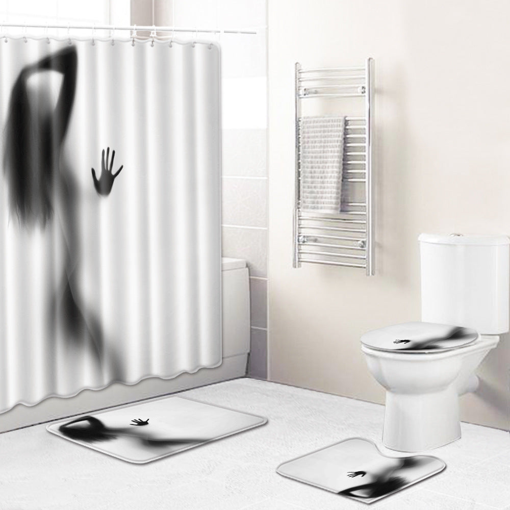 Shadow Silhouette Girl Women Shower Curtain