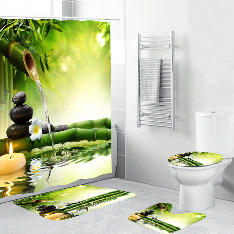 Jasmine Flower Zen Bamboo Shower Curtain