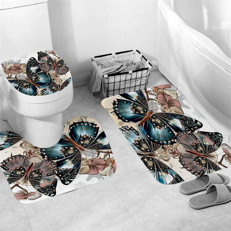 Grey Monarch Butterfly Drawing Shower Curtain