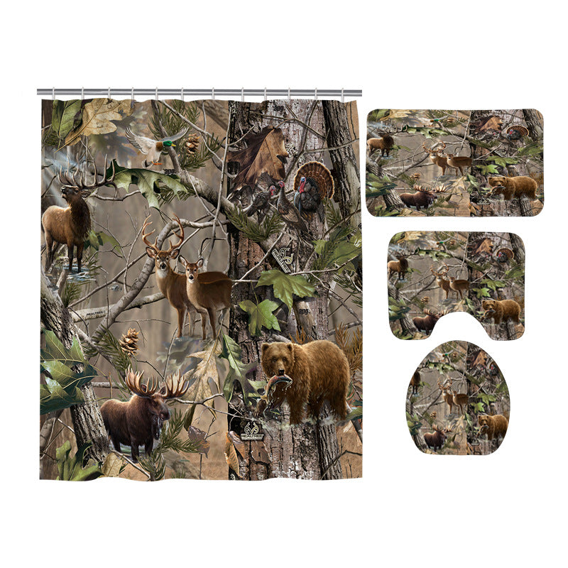 Realtree Deer Wildlife Camo Animal Shower Curtain Set - 4 Pcs