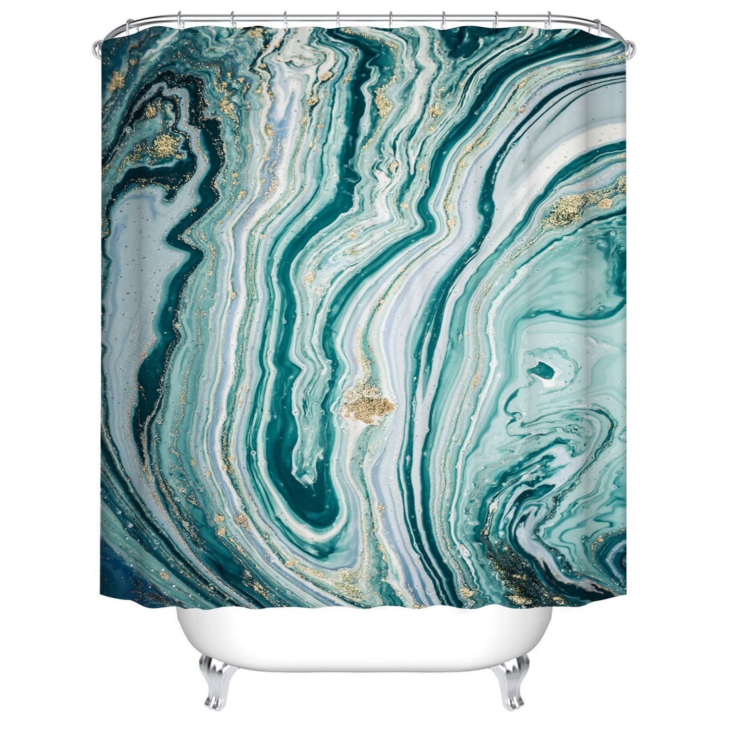 Teal Marble Shower Curtain Ocean Swells Look
