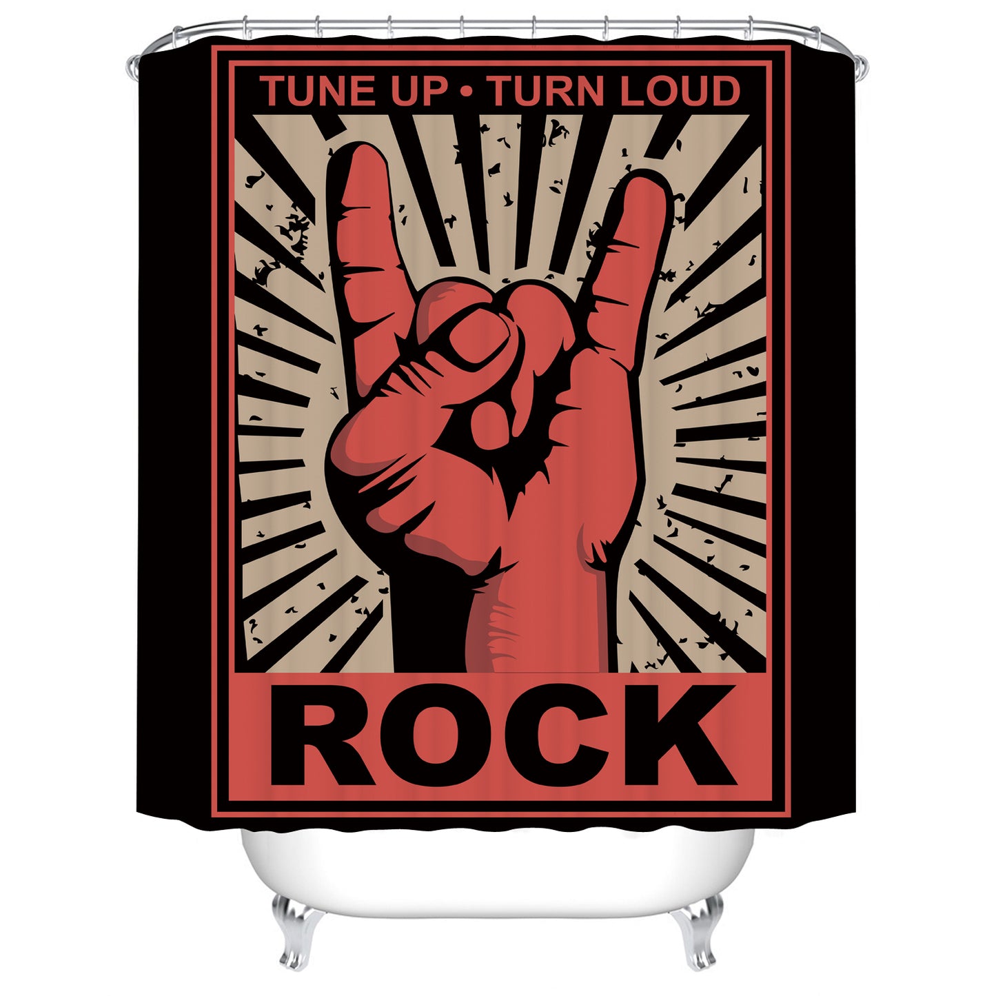 Tune up Turn Loud Retro Metal Sign Punk Rock Shower Curtain