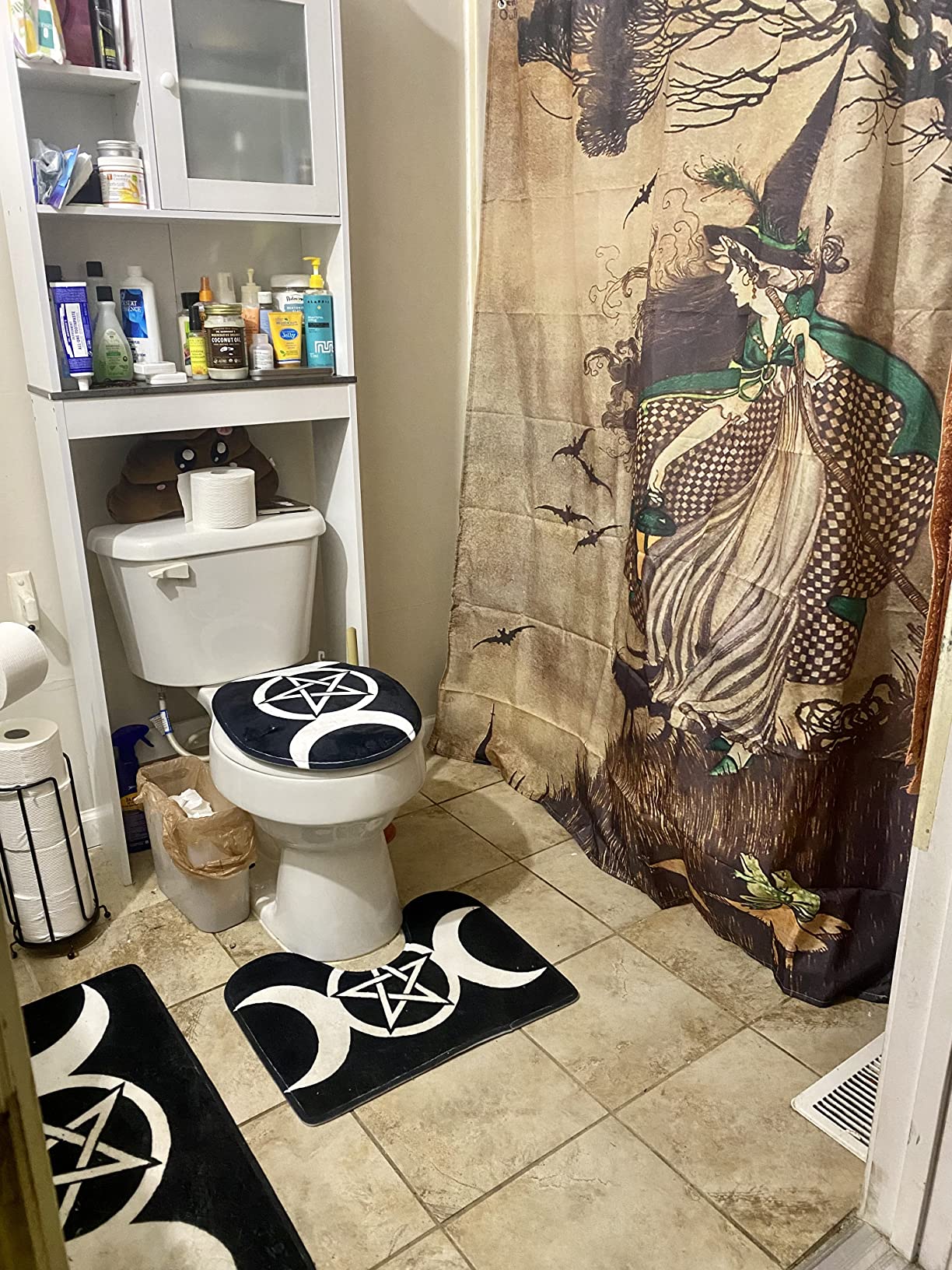 Unusually Retro Witch Shower Curtain