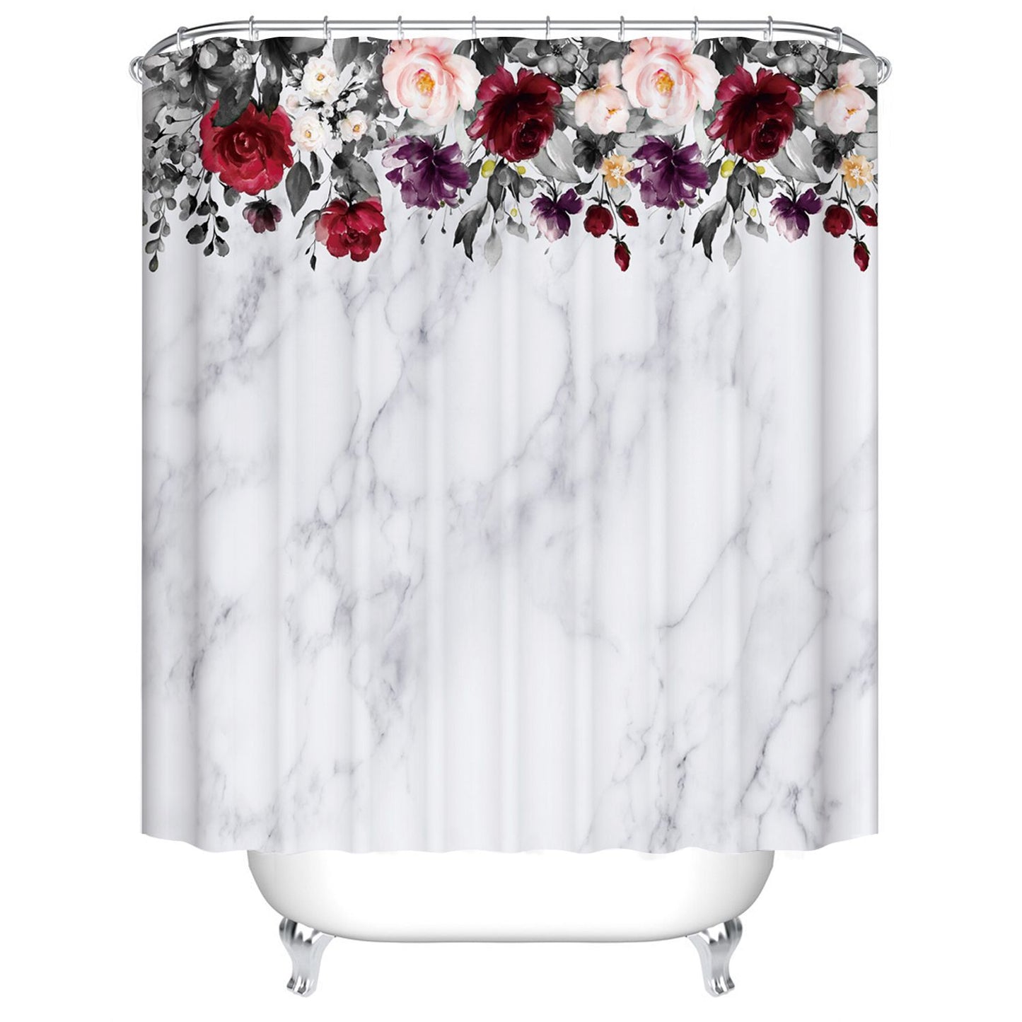Wedding Flower in Marble Print Shower Curtain
