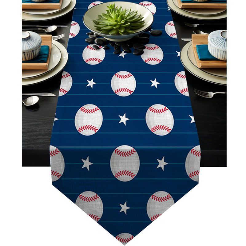 Patriotic Stars Stripe Baseball Table Runner
