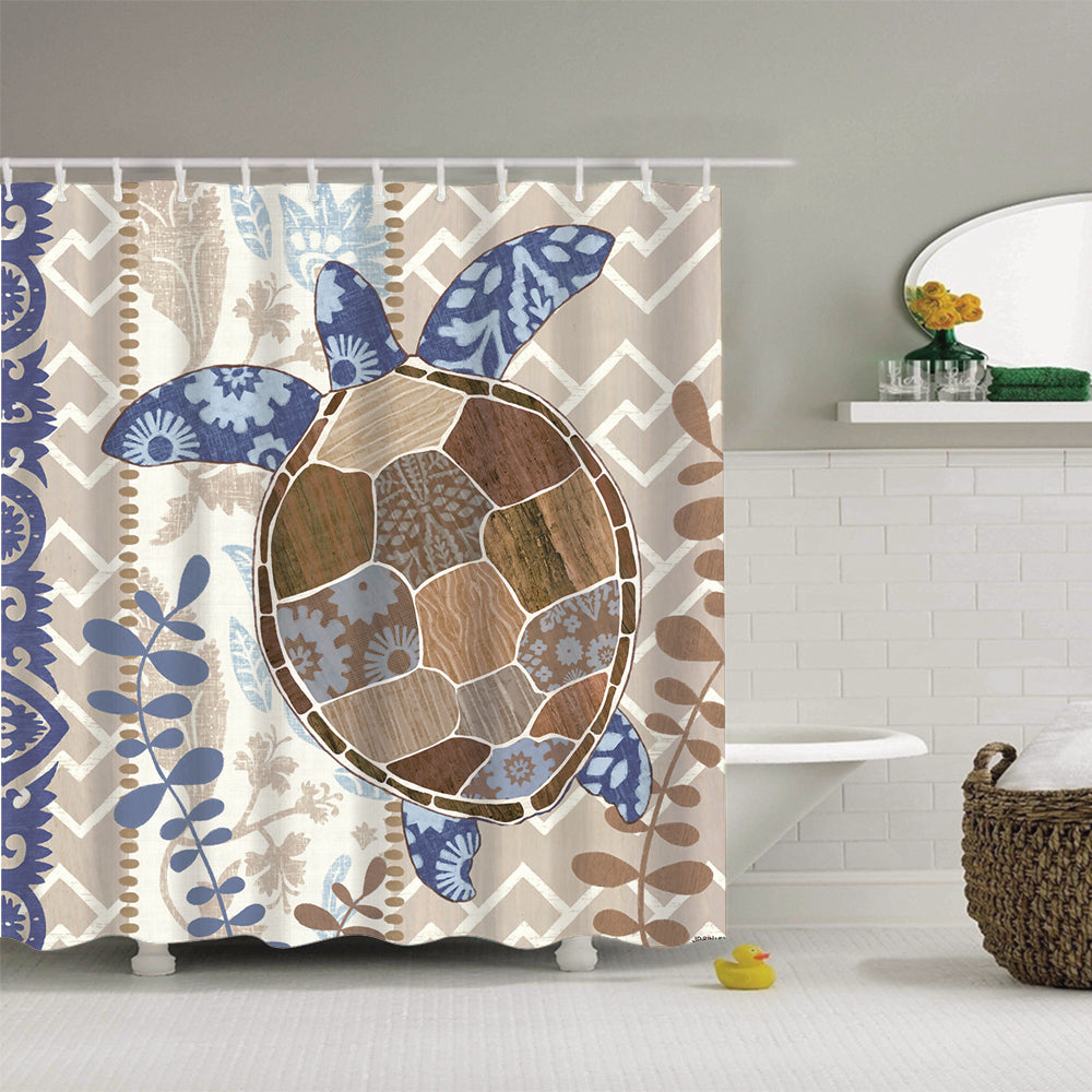 Antique Watercolor Underwater Wildlife Animal Sea Turtle Shower Curtain