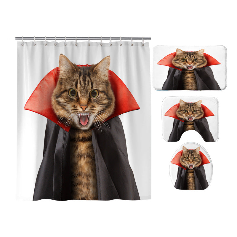 Yelling Cat Dracula Dressed Vampire Shower Curtain