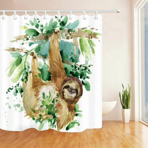 Watercolor Drawing Tropical Hanging Sloth Shower Curtain