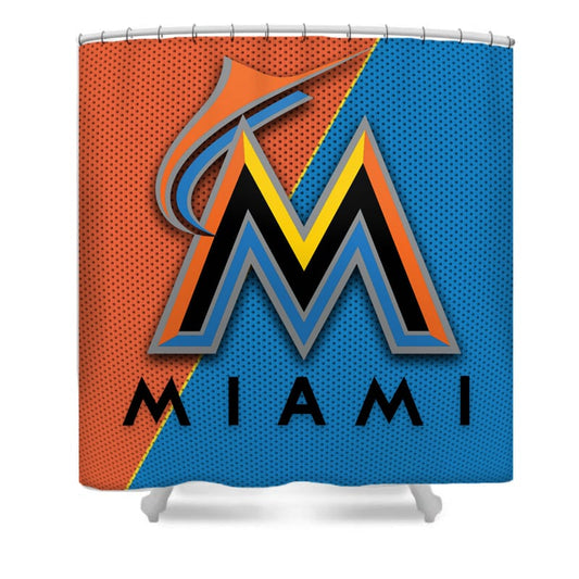 Baseball Team Sport Marlins Shower Curtain
