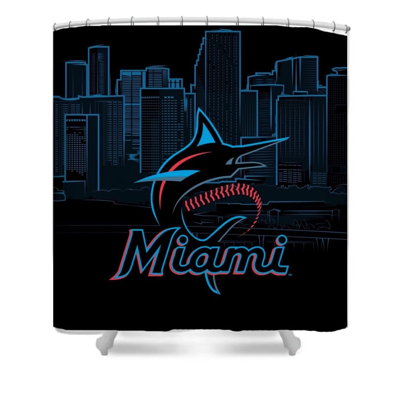 Baseball Team Sport Marlins Shower Curtain