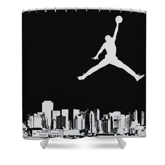 jumper man air jordan shower curtain