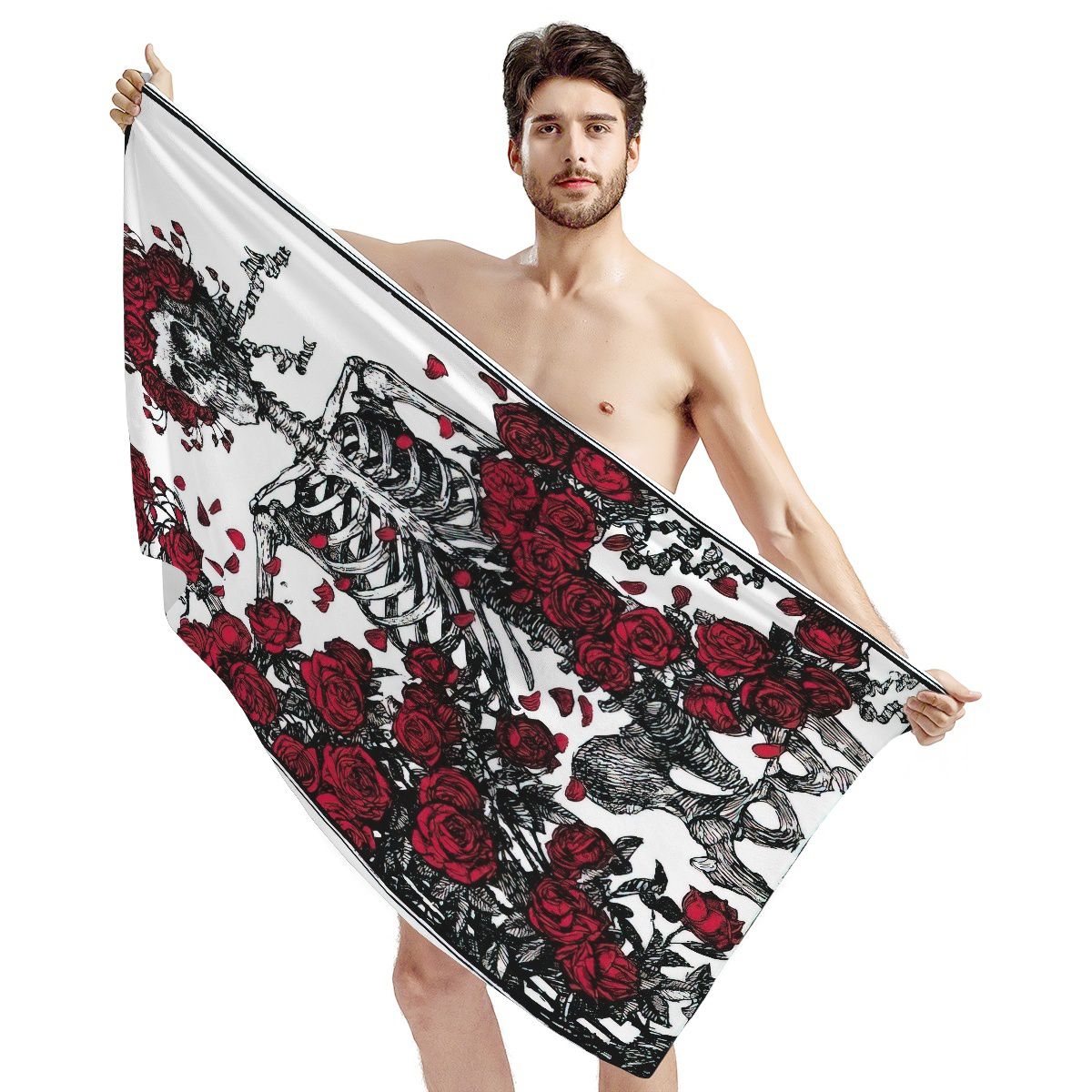 Bertha Skeleton and Roses Beach Towel