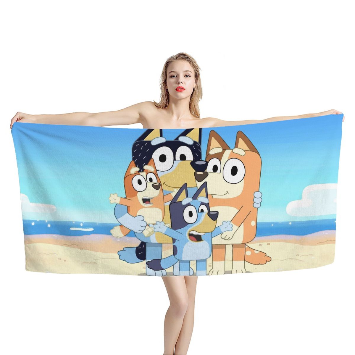 Cartoon Blue Puppey Beach Towel