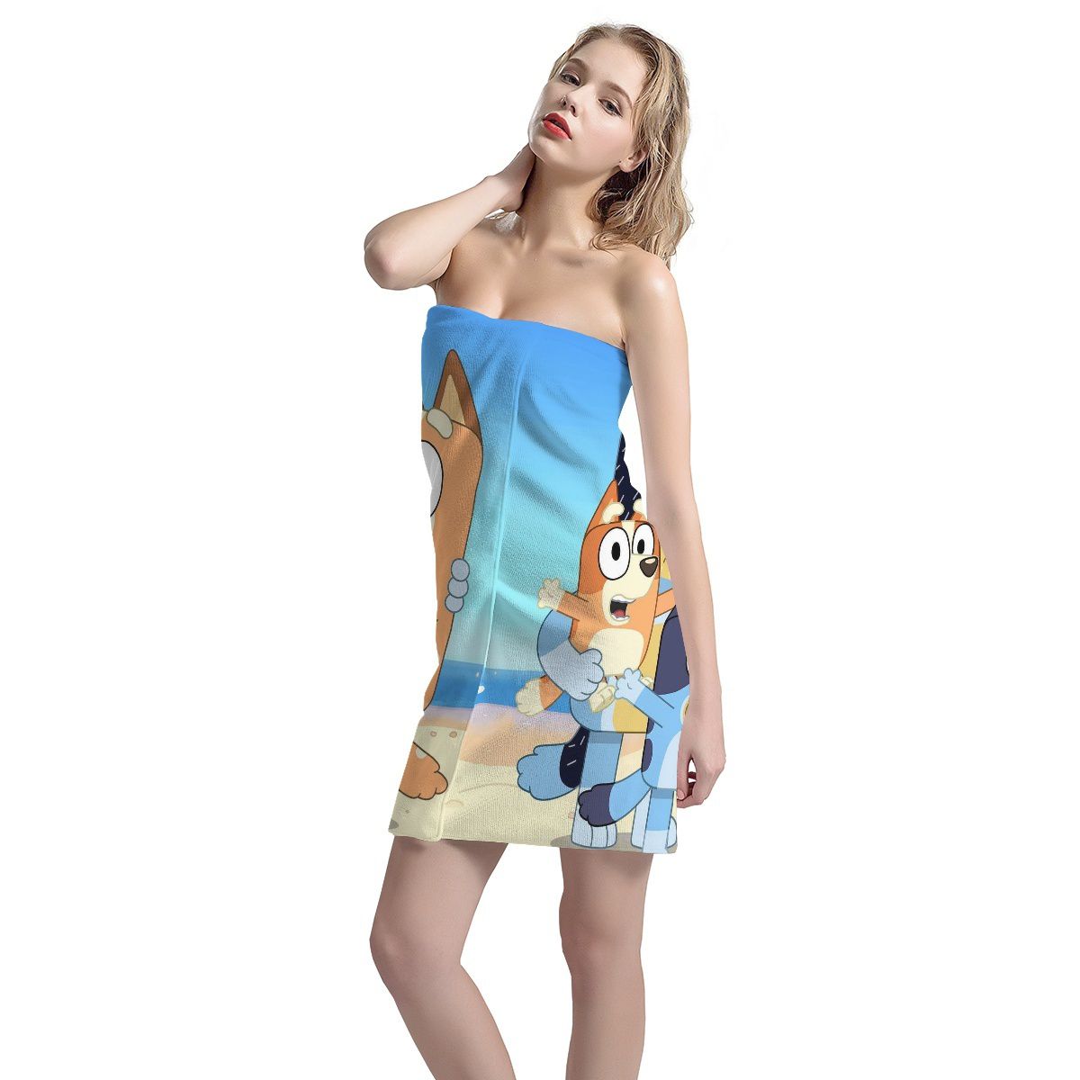 Cartoon Blue Puppey Beach Towel