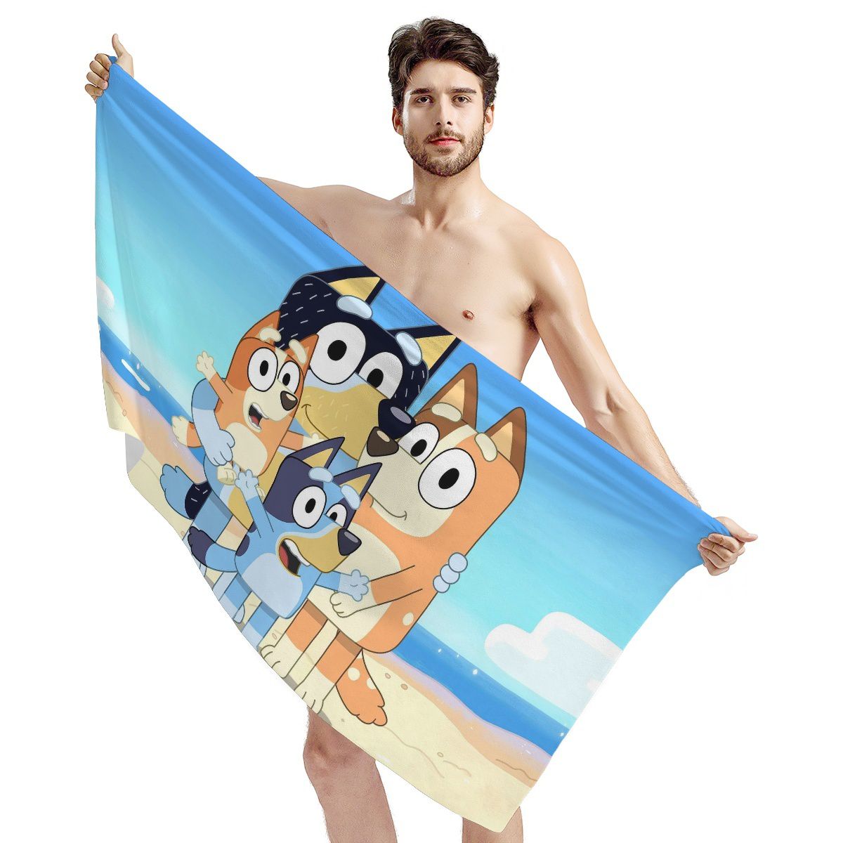 Cartoon Blue Puppey Beach Towel