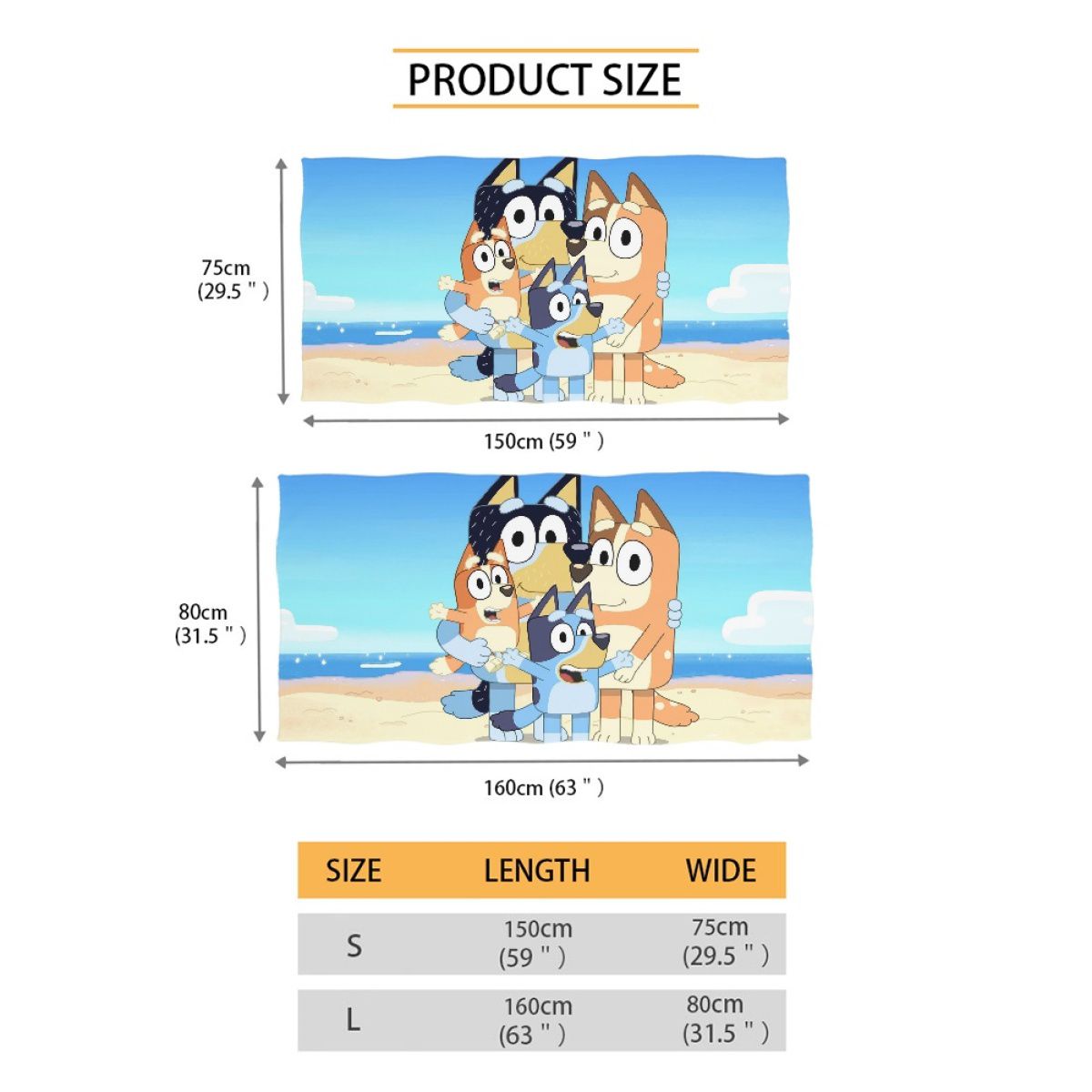 Cartoon Blue Puppey Beach Towel