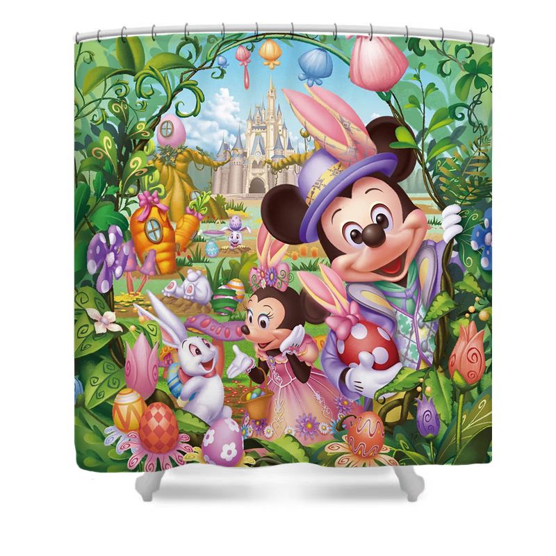 Cartoon Mouse Easter Spring Shower Curtain