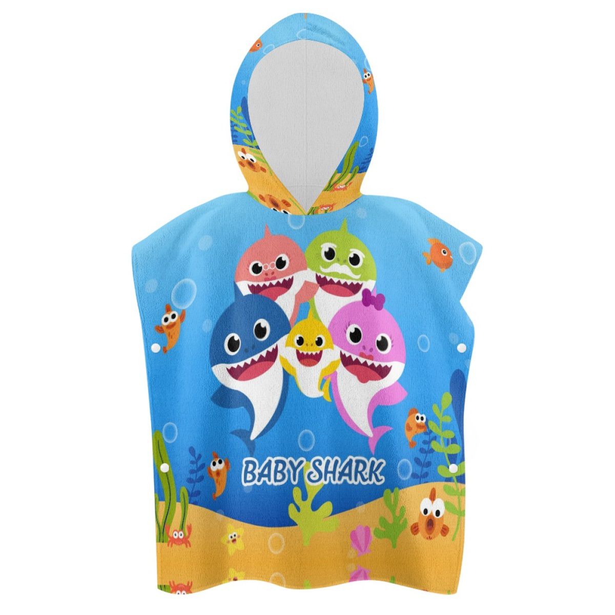 Cartoon Sharks Family Hooded Towel