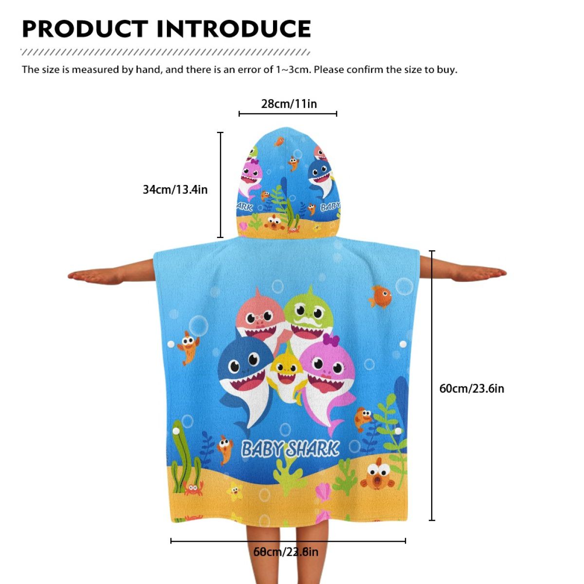 Cartoon Sharks Family Hooded Towel