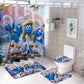 Cartoon Tiny Blue Creatures Shower Curtain