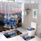 Cartoon Tiny Blue Creatures Shower Curtain