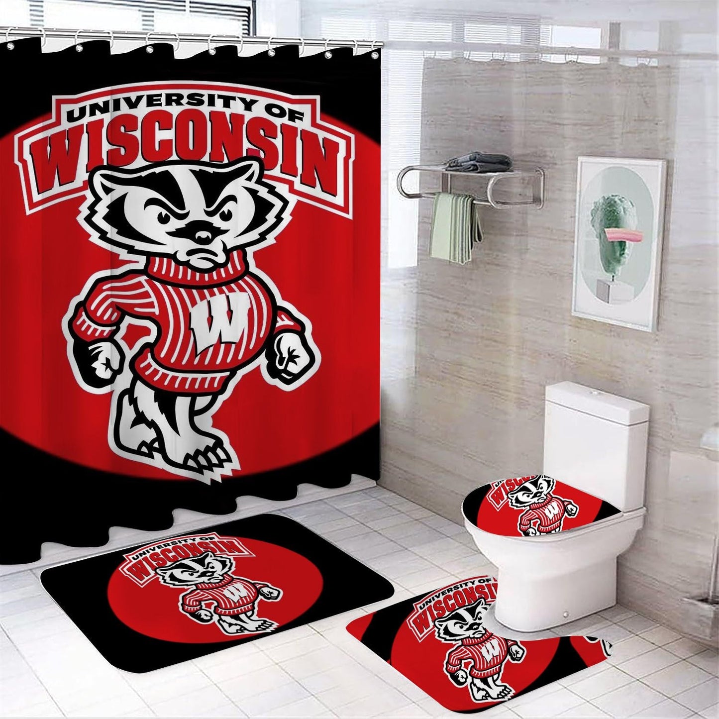College Sport Badger Shower Curtain