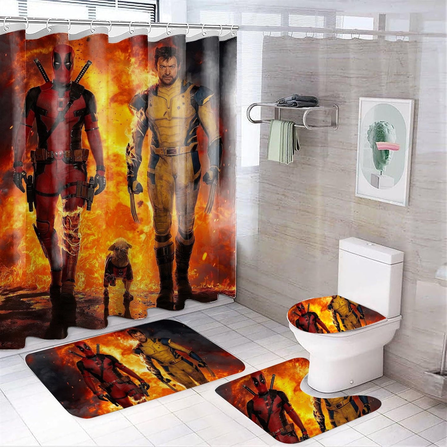 DeadPoo Wolverine Superhero Shower Curtain