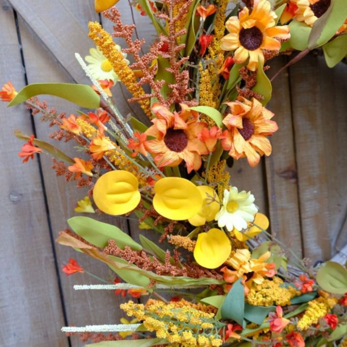 Fall Yellow Wildflower Sunflower Wreath