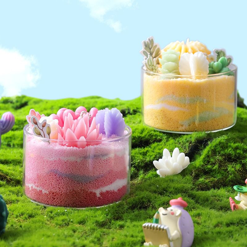 succulent garden candle Succulent Scented Candles, Aromatherapy Diy Candle Sand Soy Wax, Cactus Jar Glass Holder Decor – GoJeek