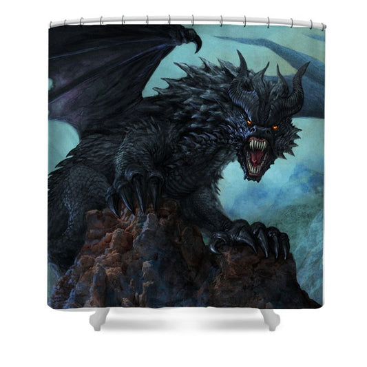Fierce Black Dragon Shower Curtain