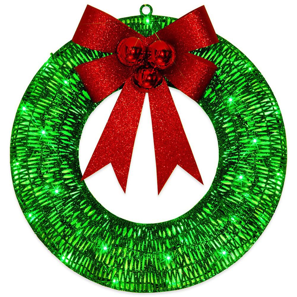 Lighted up Ribbon Christmas Metal Wreath