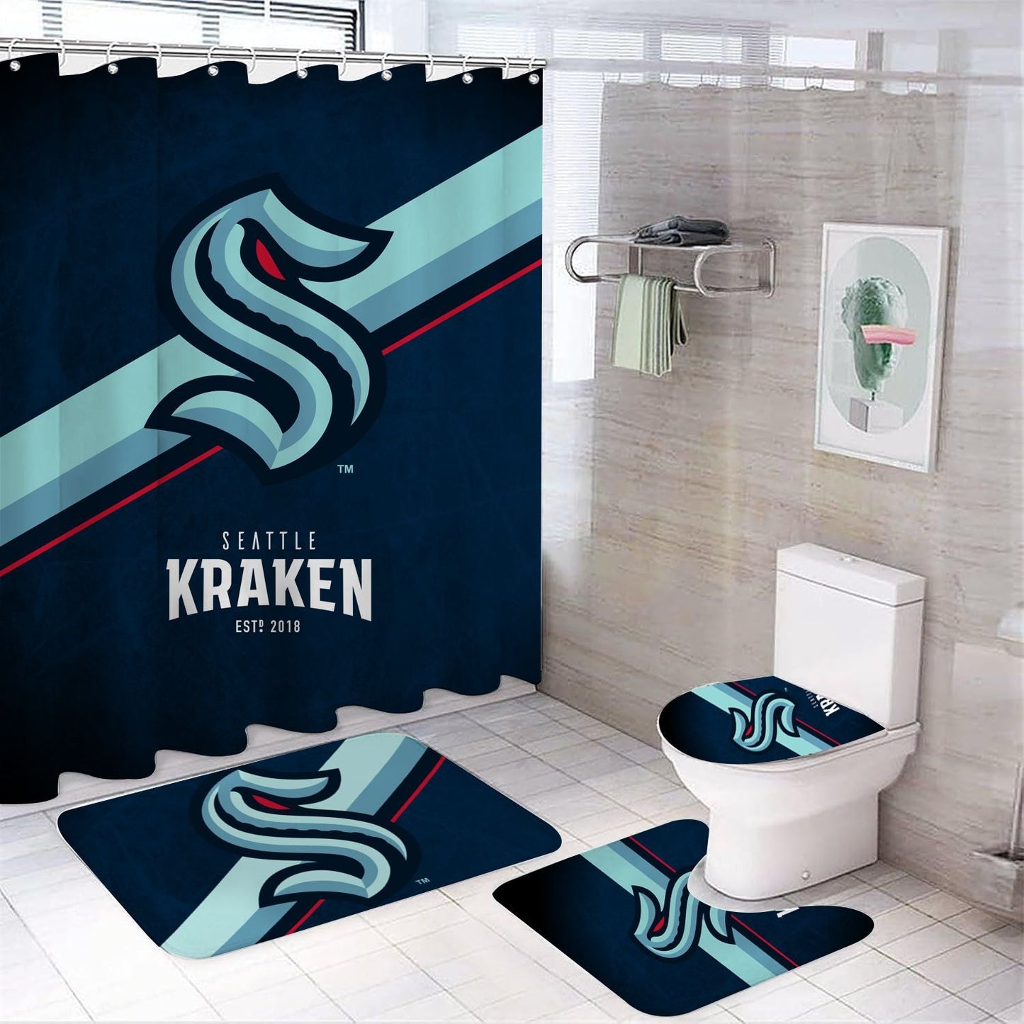 Ice Hockey Seattle Shower Curtain