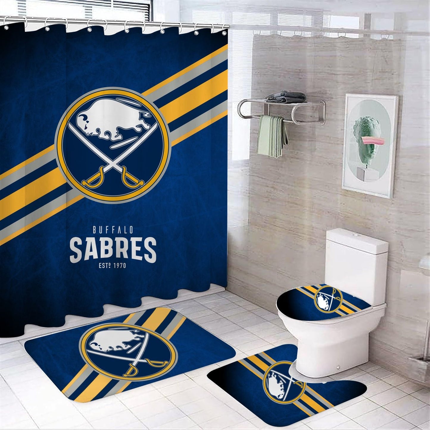 Ice Hockey Buffalo Shower Curtain