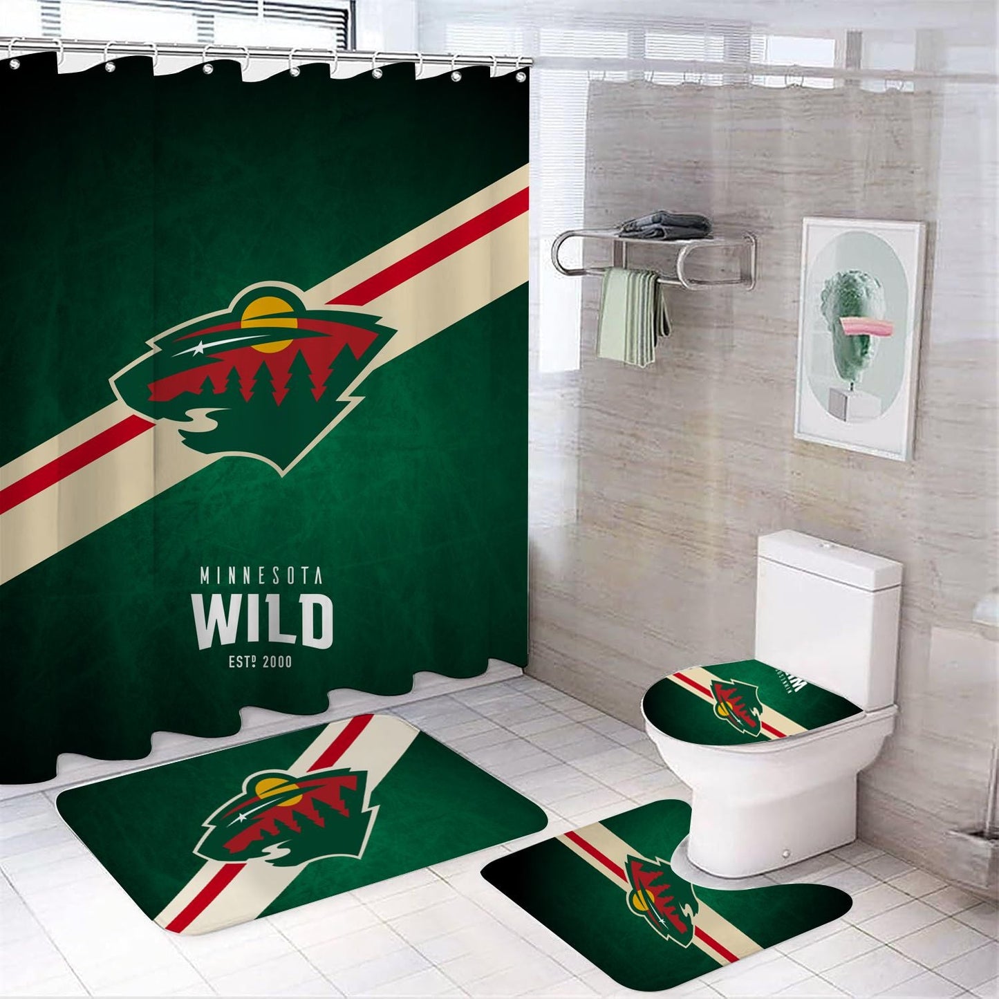 Ice Hockey Minnesota Shower Curtain