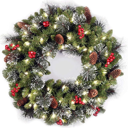 Light Up Christmas Tree Wreath with Rattan