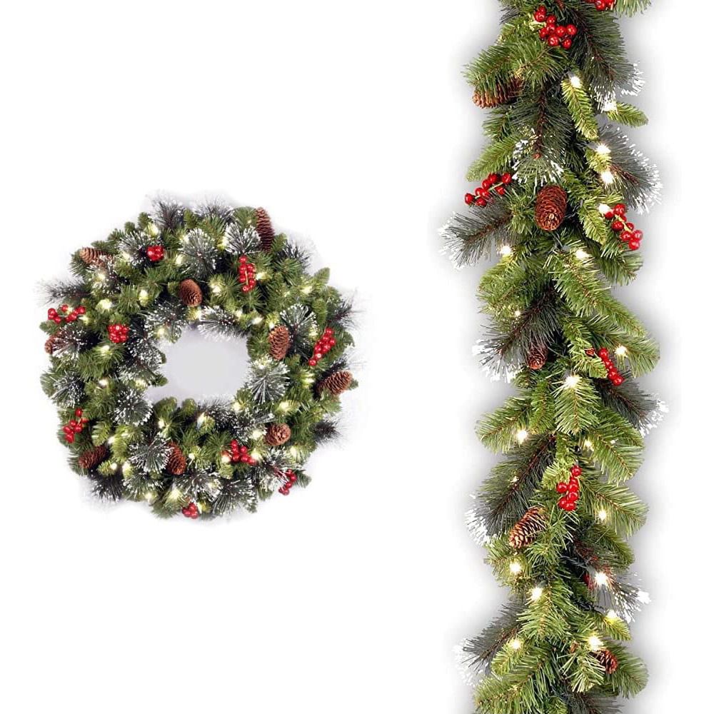 Light Up Christmas Tree Wreath with Rattan