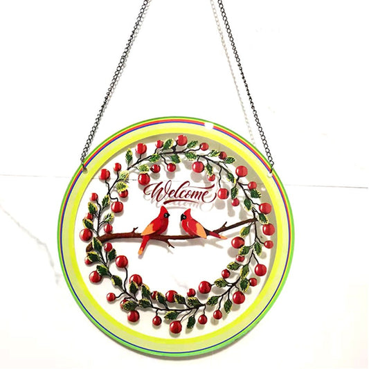 Red Berries with Cardinal Metal Wreath