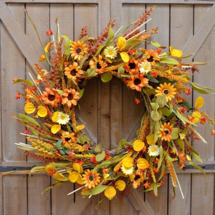 Fall Yellow Wildflower Sunflower Wreath