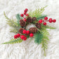 Weihnachtskranz 2024, 50cm, Pinecone with Red Berries, Runden grüne Wintergirlande Türriff Dekoration