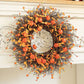 Pumpkin with Leaves Fall Twig Wreath