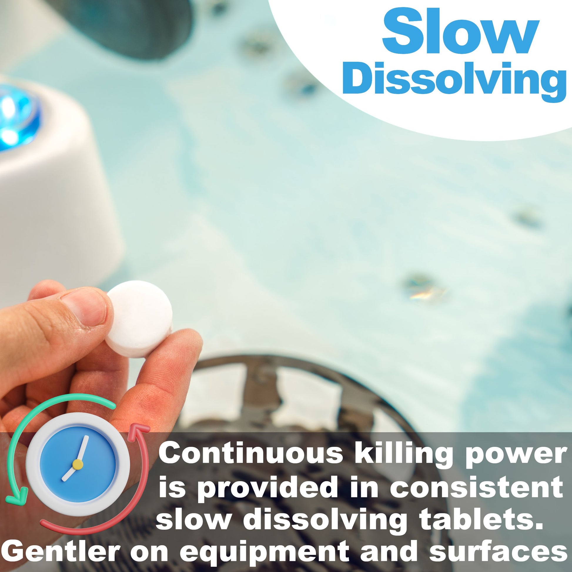 Slow dissolving - 10 lbs 1 Inch Bromine Tablets for Hot Tubs Pool Spas
