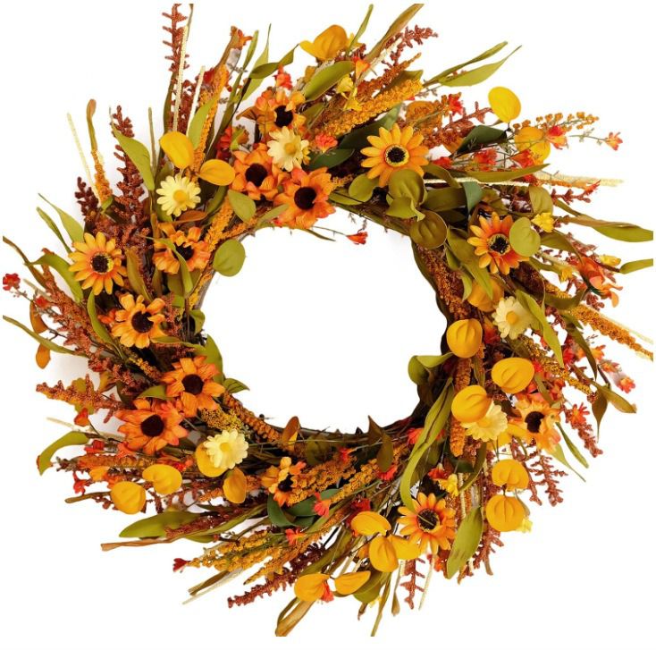 Fall Yellow Wildflower Sunflower Wreath