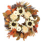 White Pumpkin Sunflower Fall Wreath