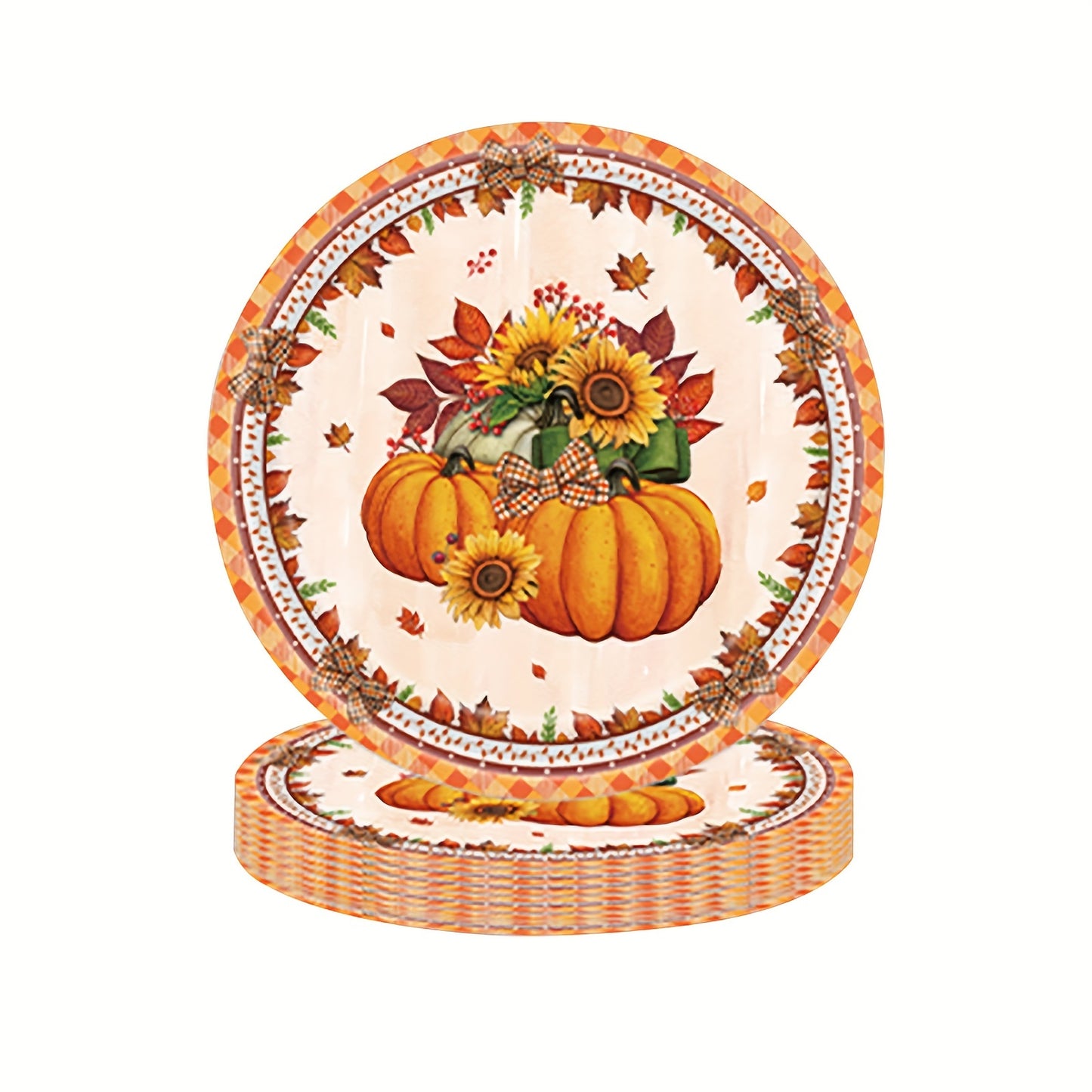 Pumpkin with Sunflower Thanksgiving Paper Plates
