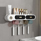2/4 Cups Wall Mounted Toothbrush Holder with Squeezer and Drawer