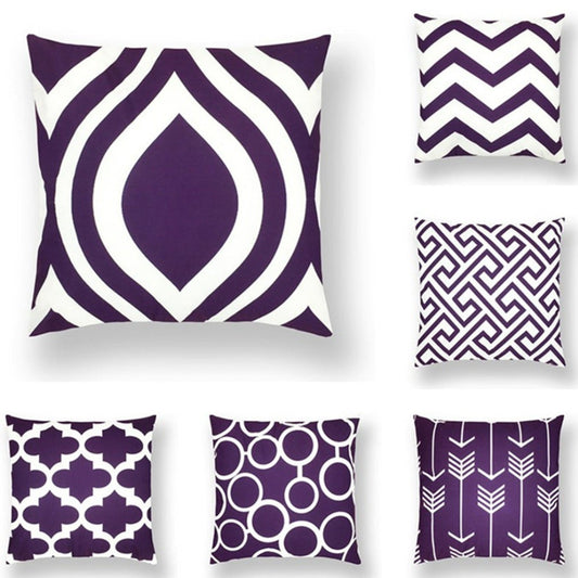 Mid Century Modern Purple Geometric Throw Pillow Covers Set of 6 - 18x18 Inch