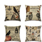 Halloween Crow Throw Pillow Cover Set Vintage Newspaper Skull Holiday